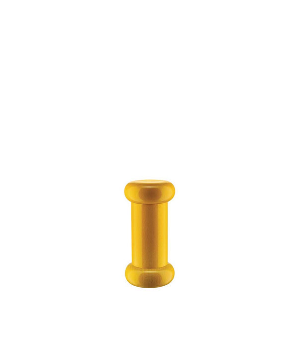 Yellow wooden Alessi Twergi ES19 salt and pepper grinder.