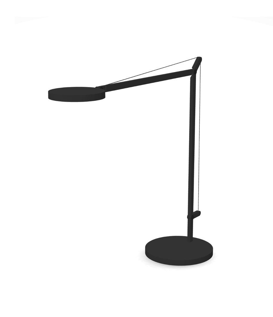 A black Artemide Demetra table lamp with base.