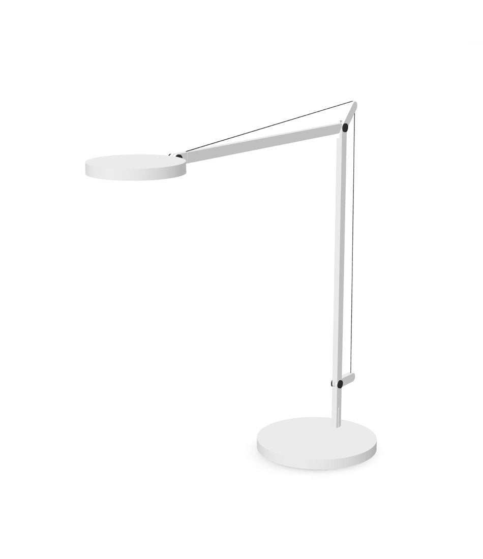 A white Artemide Demetra table lamp with base.
