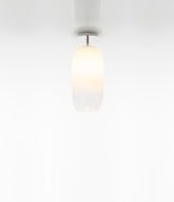 Artemide Gople Mini ceiling lamp, with pill-shaped blown glass shade in gradient white.
