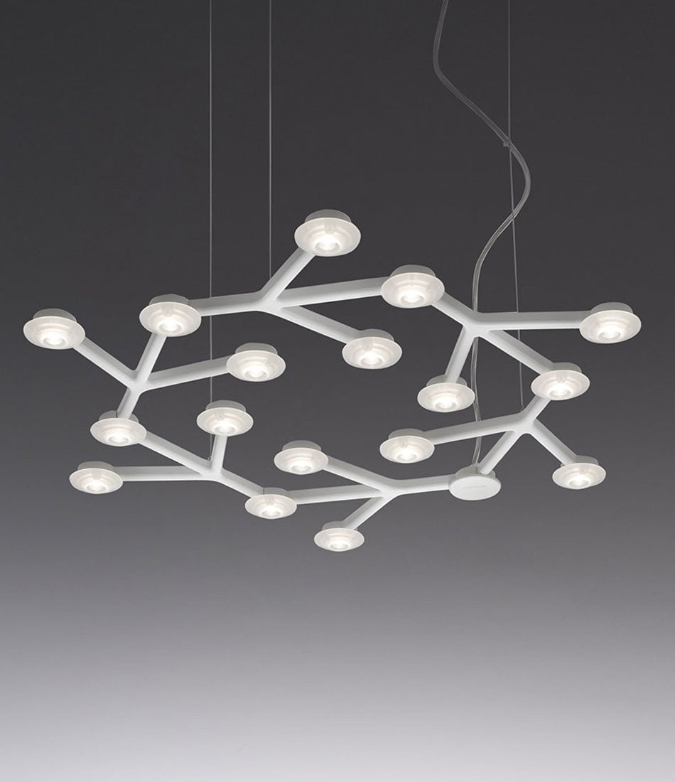 Artemide Led Net Circle suspension lamp, with multipoint lighting nodes.