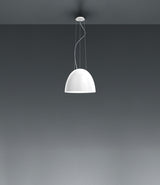 Mini Artemide NUR suspension lamp hangs from a ceiling.