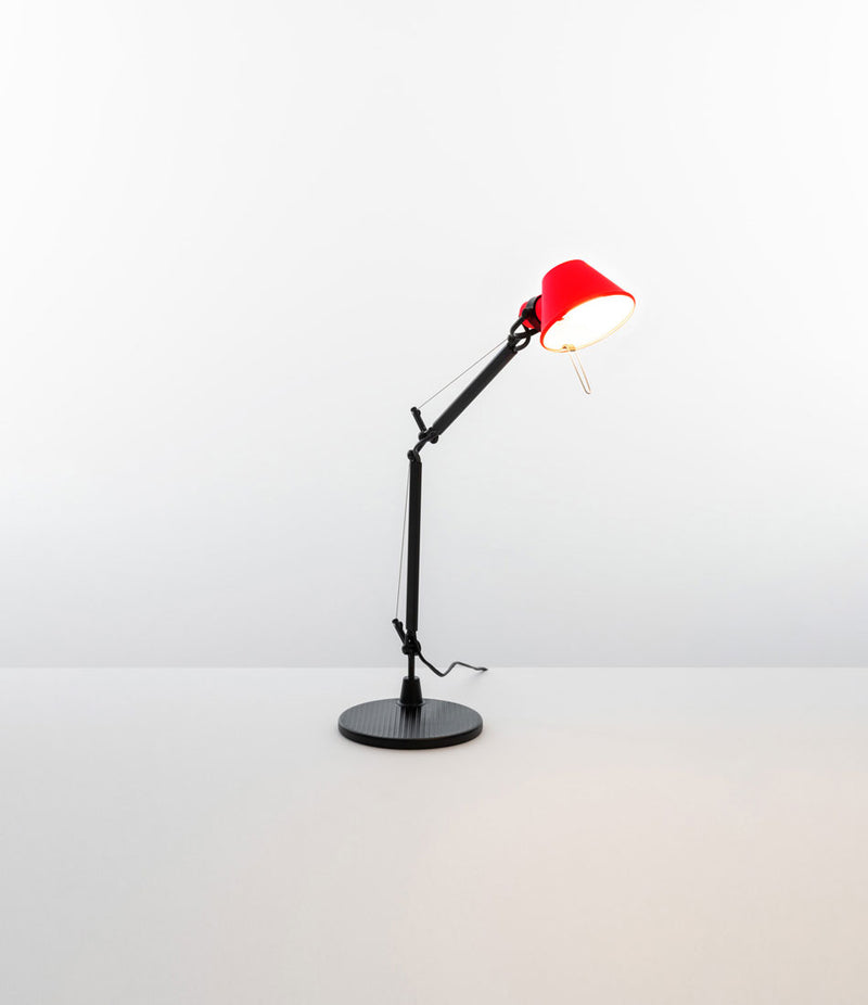 Red Artemide Tolomeo Bi-color table lamp.