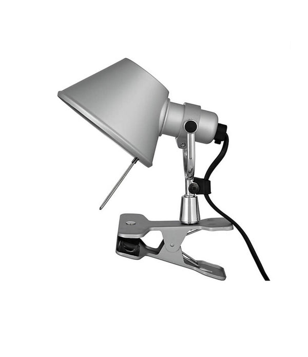 Artemide Tolomeo clip spot light, with conical shade and clamp base.