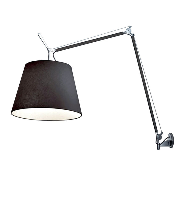 Artemide Tolomeo Mega wall lamp, with double-jointed arm and large multidirectional lampshade.