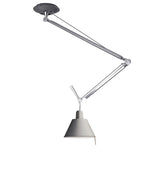 Artemide Tolomeo Off-Center suspension lamp, with double-jointed arm and small conical shade.