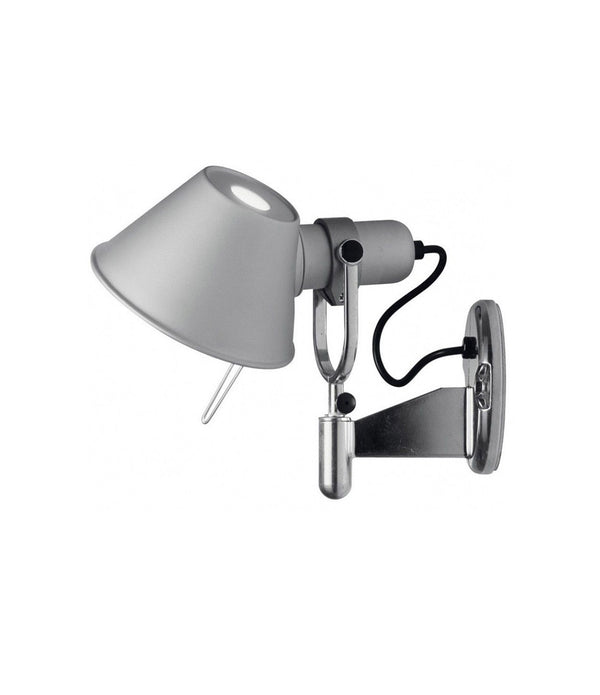 Artemide Tolomeo wall spot lamp with multi-directional conical lamp head, without a switch.