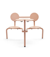 Extremis Bistroo Picnic Table, with two attached side-by-side seats and a small round tabletop, in Beige Red.