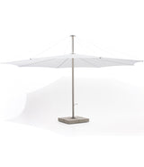 White Extremis Inumbra umbrella, with weighted square base.