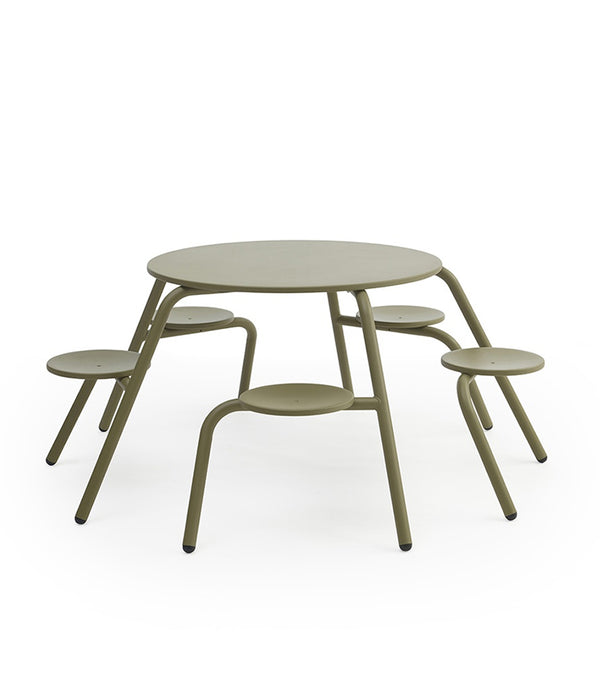 Extremis Virus 5 seat table in Reed Green finish.