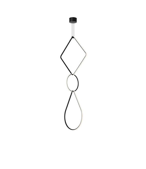 Flos Arrangements Pendant Light 5. A diamond, circular and teardrop-shaped modules interlinked in a chain to form a single fixture.