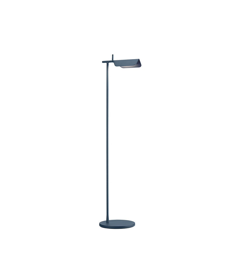 Flos Tab floor lamp, with angular adjustable LED lampshade. Matte blue finish.