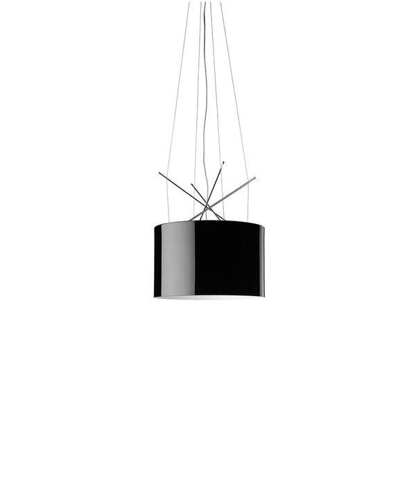 Flos Ray suspension lamp, with glossy black lampshade.