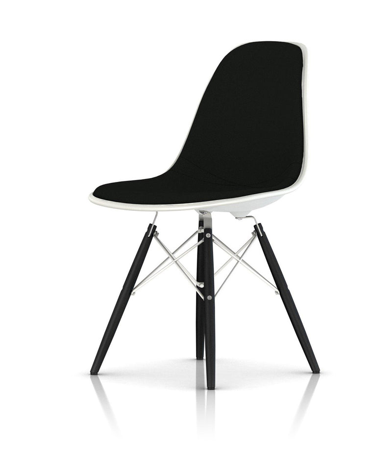 Eames® Molded Plastic Side Chair, Ebony Dowel Base - Upholstered
