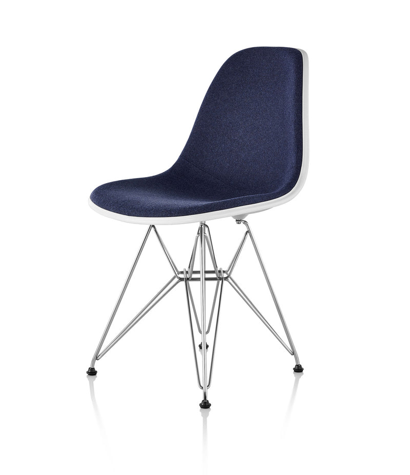 Eames® Molded Plastic Side Chair, Wire Base - Upholstered