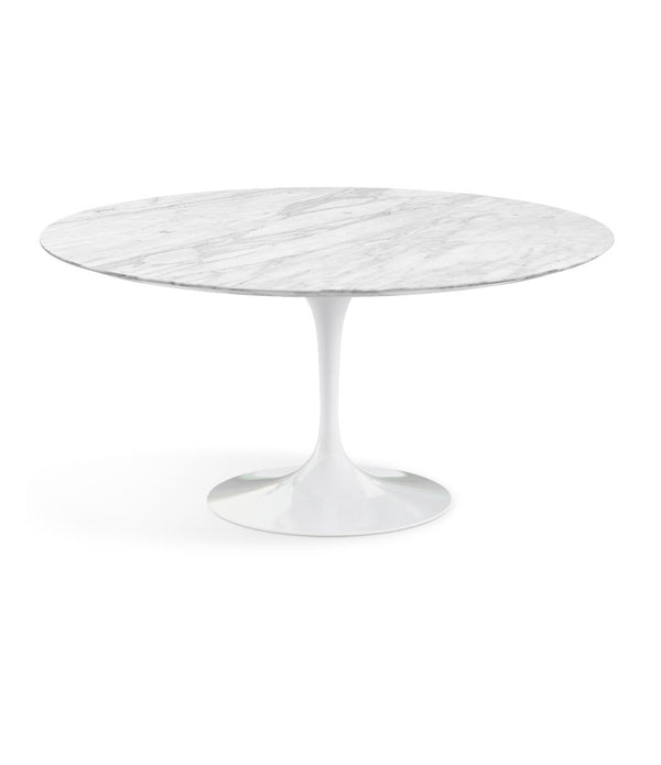 Saarinen 圆形餐桌 - 卡拉拉大理石/白色底座 35" - 60"