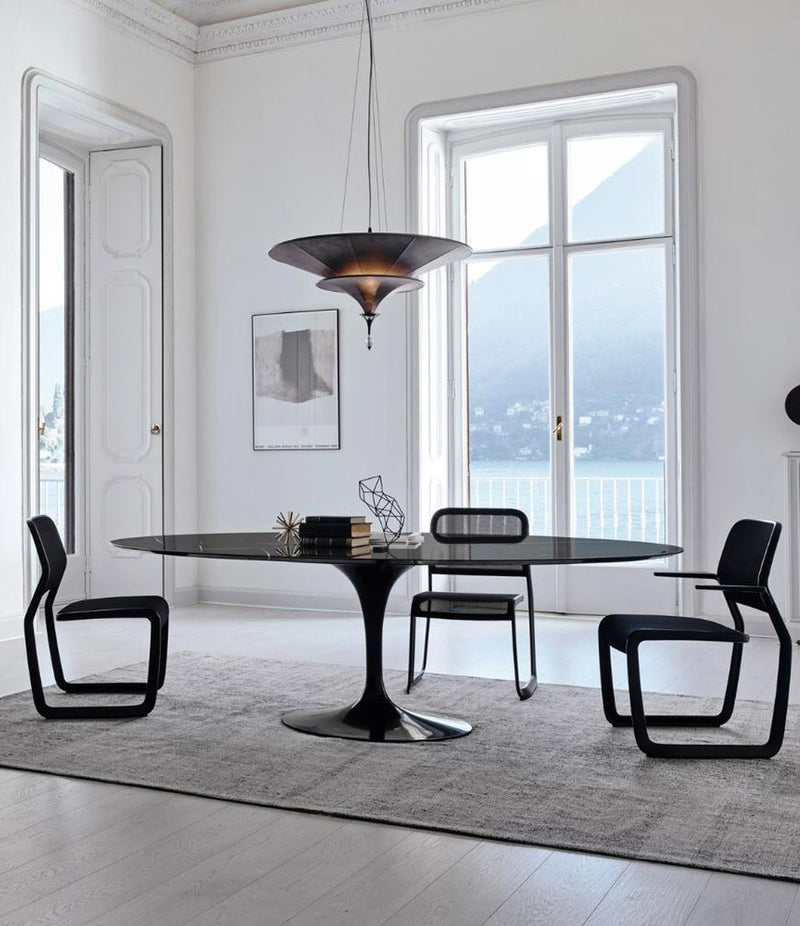 Saarinen Oval Dining Table - Marquina Marble/Black Base 72" - 96"