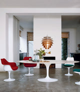 Saarinen Oval Dining Table - Carrara Marble/White Base 72" - 96"