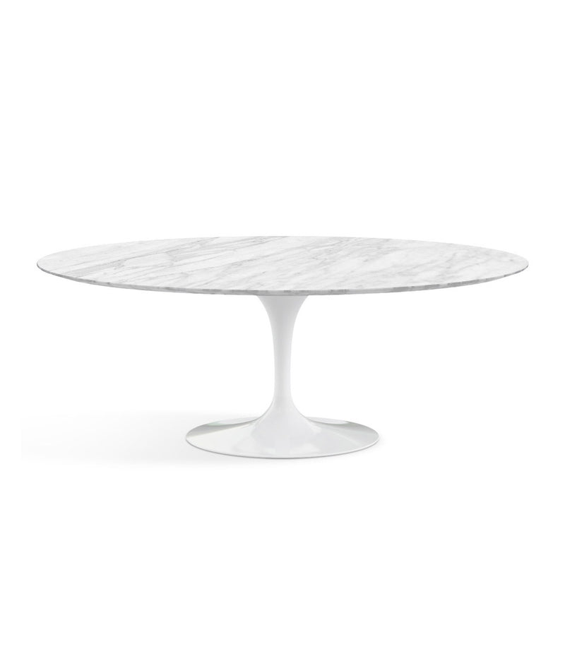 Saarinen Oval Dining Table - Carrara Marble/White Base 72" - 96"
