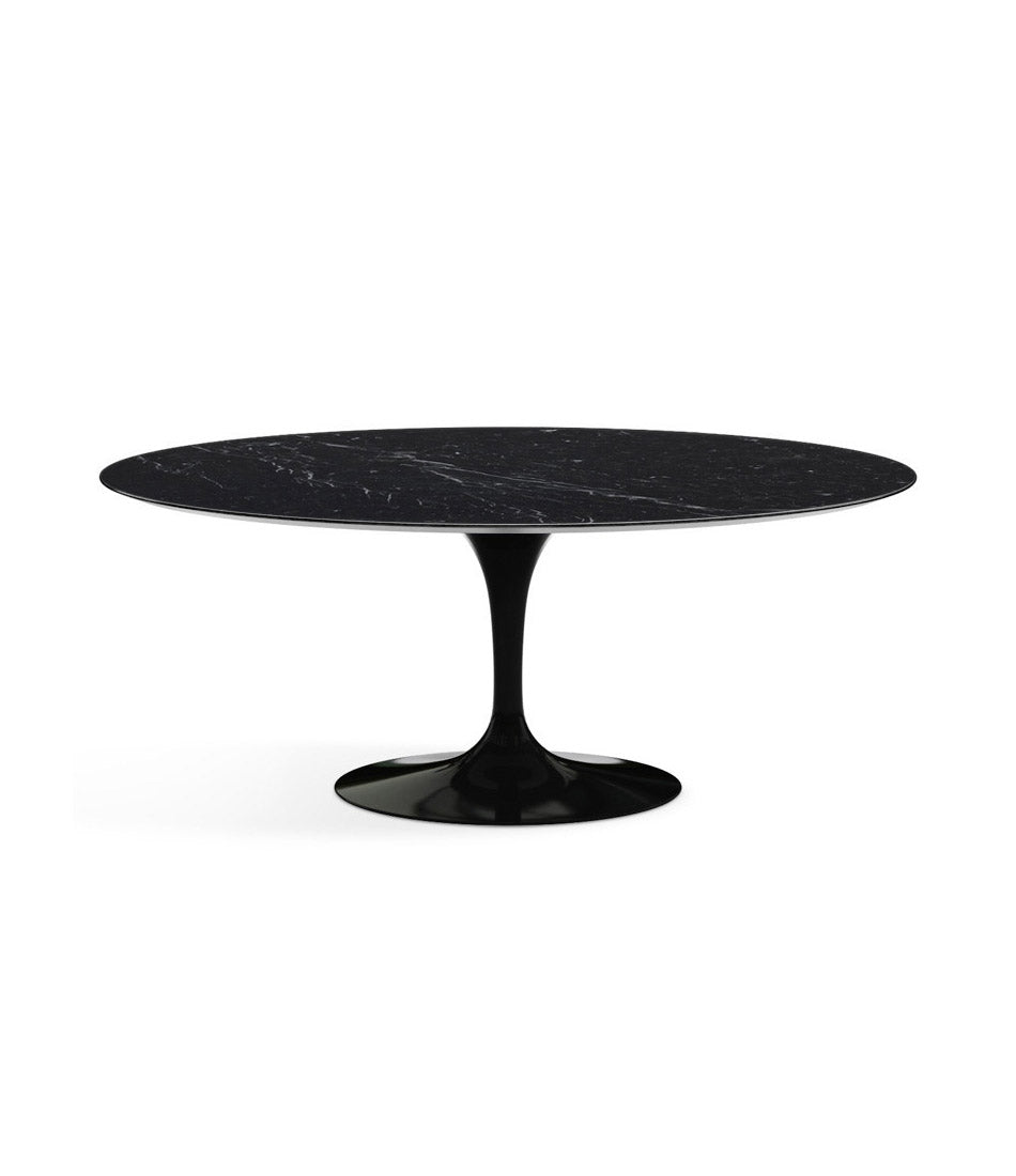 Saarinen 椭圆形餐桌 - Marquina 大理石/黑色底座 72" - 96"