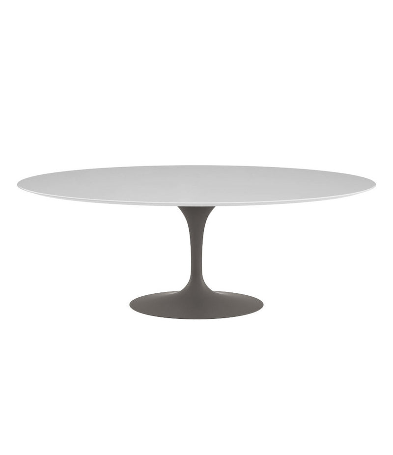 Saarinen 椭圆形餐桌 - 白色层压板/灰色底座 72" - 96"