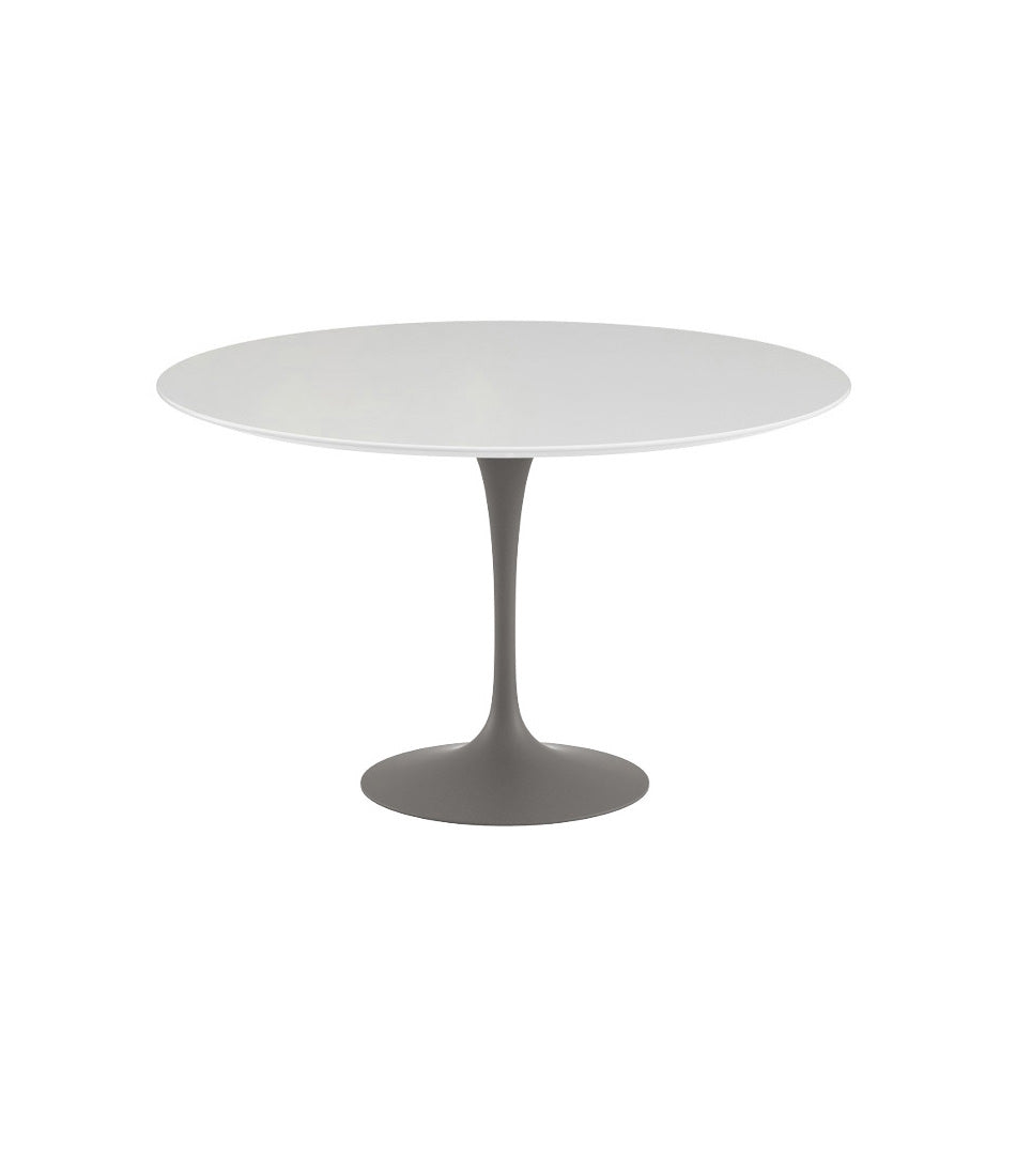 Saarinen Round Dining Table - White Laminate/Grey Base 35" - 60"