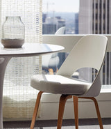 Saarinen Executive Chair with Molded Plastic Back - Wood Legs
